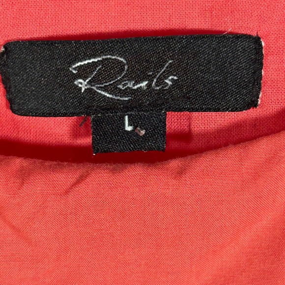 Rails Women Coral Pink Organic Cotton Tencel Cut-Out Midi Dress Large Sleeveless - Picture 9 of 13